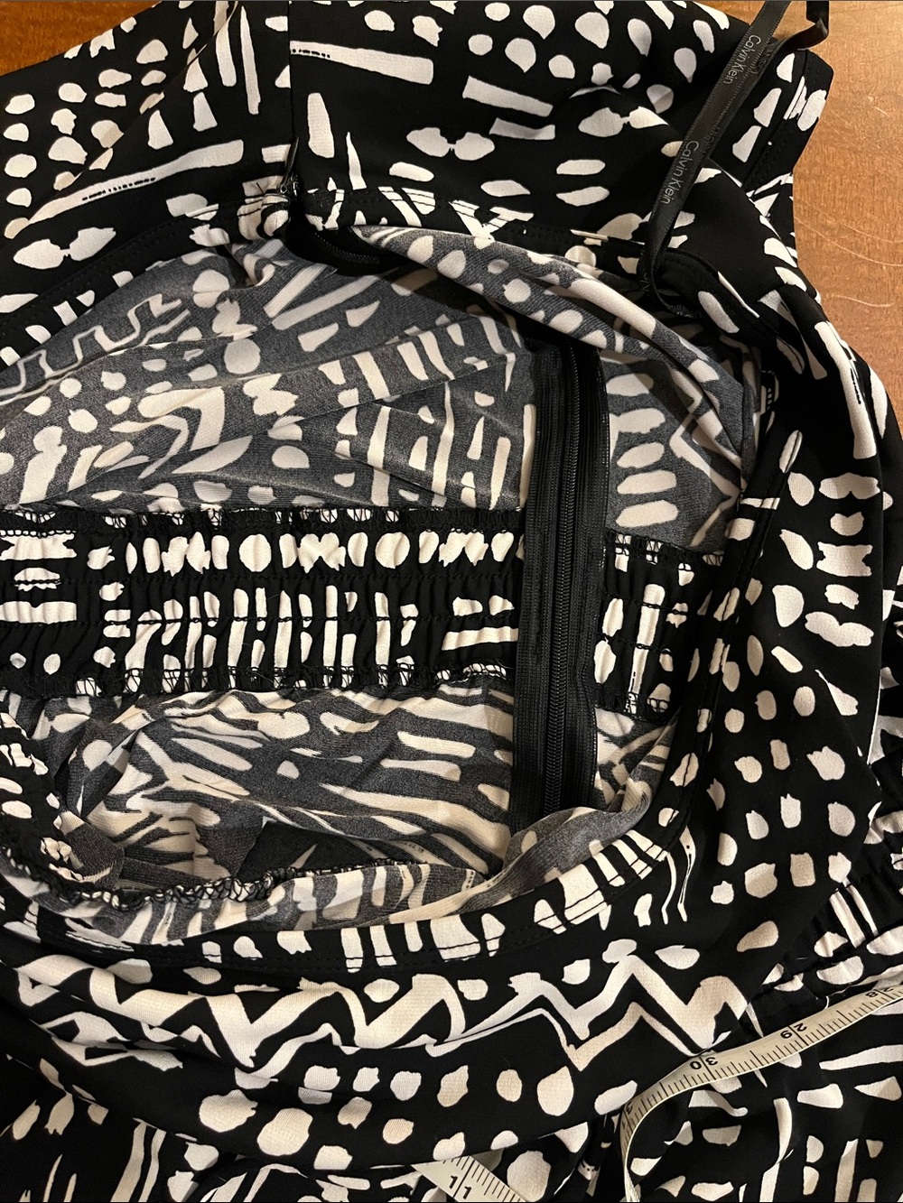 Calvin Klein wide-leg jumpsuit/ romper. Stretchy waist. Geometric black white 10 - Picture 11 of 11